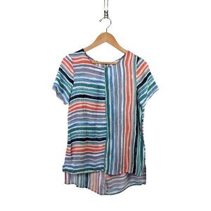 Peck & Peck Colorblock Casual Stripe Top Small